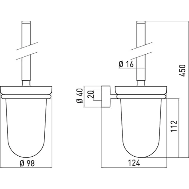 EMCO Rondo 2 Toilettenbürsten-Garnitur, Glas satiniert-Chrom, Toilettenbürste mit Bürstenhalter, Wandmontage 41500101 – Bild 4