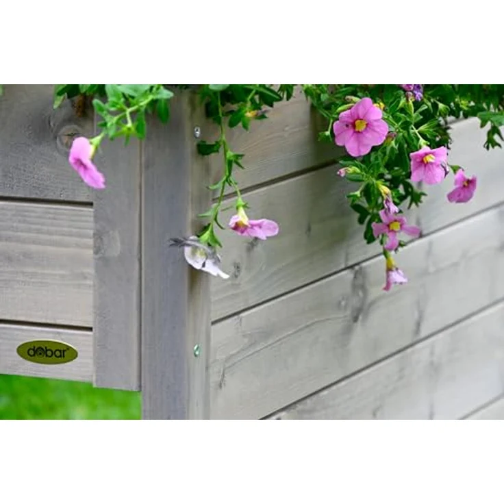 dobar® 56187e Mährobotergarage mit Pflanzkasten | Rasenroboter Unterstand Massivholz | Rasenmäher Garage | Automower Überdachung | Mähroboter Carport | 79 x 73 x 56 cm | Grau – Bild 5