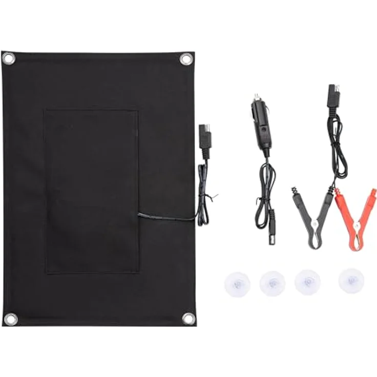 Technaxx 5018 Solarpanel, 10W KFZ-Erhaltungsladegerät mit 17.9 V, für PKWs und Wohnmobile, inklusive Saugnäpfen und Batterieklemmen – Bild 2