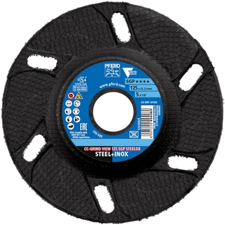 PFERD CC-GRIND® VIEW - 10x Hochleistungs-Schleifscheiben 125x22,23 mm mit Sichtfenster, VICTOGRAIN für Stahl/Edelstahl, 64196126 - für präzises und aggressives Schleifen – Bild 2