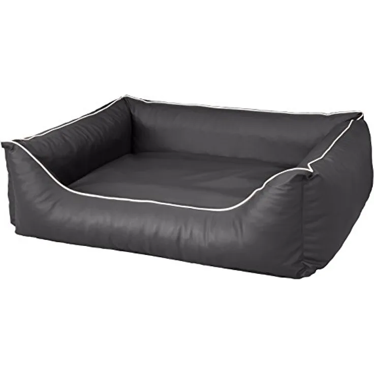 CopcoPet Rocco Orthopädisches Visco Hundebett Hundesofa Wendebett Kunstleder S 70x55cm Grau, mit erhöhtem Rand & wasserabweisend