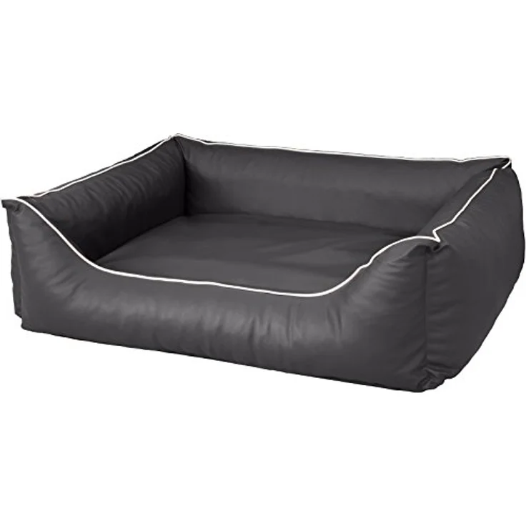 CopcoPet Rocco Orthopädisches Visco Hundebett Hundesofa Wendebett Kunstleder S 70x55cm Grau, mit erhöhtem Rand & wasserabweisend – Bild 1