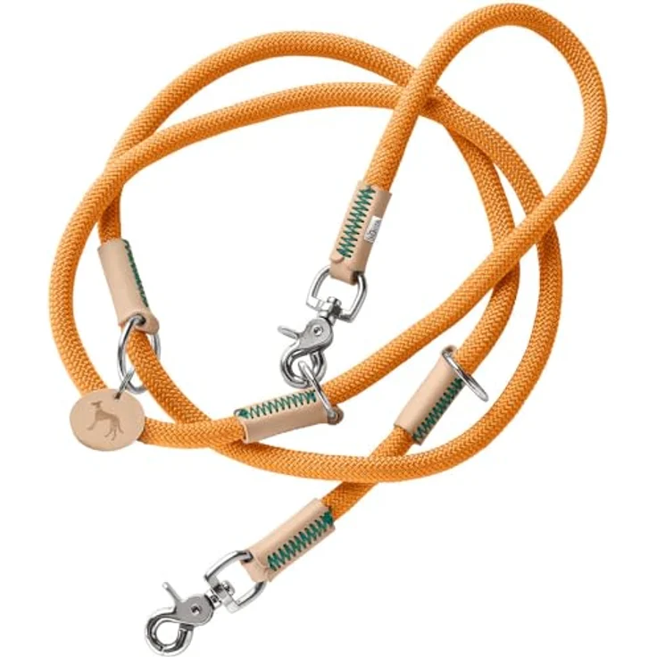 HUNTER Verstellbare Führleine Malia apricot/Natur, 3-fach verstellbar, Made in Germany – Bild 1