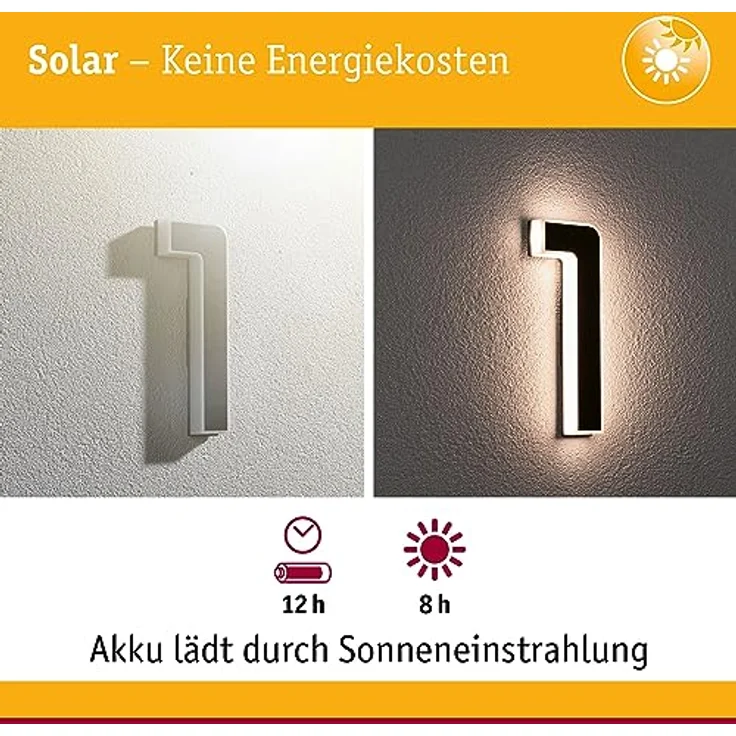 Paulmann Outdoor Solar Hausnummer 1 3000K IP44 Akku wechselbar – Bild 2