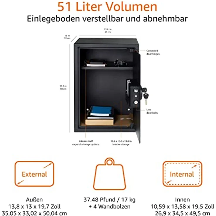 Amazon Basics - Haussafe, 50 l, Schwarz – Bild 4