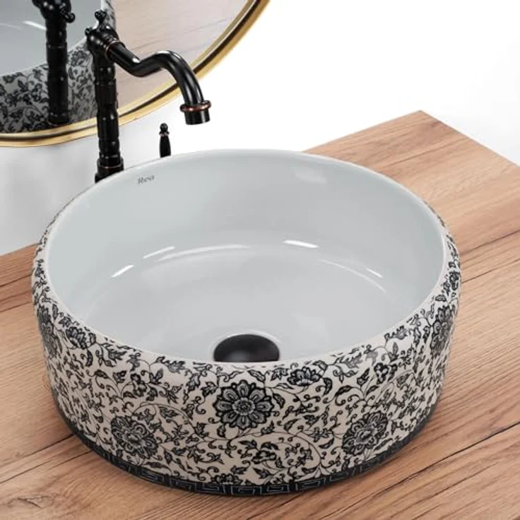 wohnwerk.idee Aufsatzwaschbecken Vivien Vintage Blau Ornamente Blumen Florisa – Bild 5