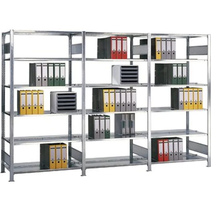Schulte Lagertechnik MULTIplus85 Kellerregal, Stecksystem Grundregal, 2300 x 1000 x 300 mm, 7 Fachböden, verzinkt – Bild 3