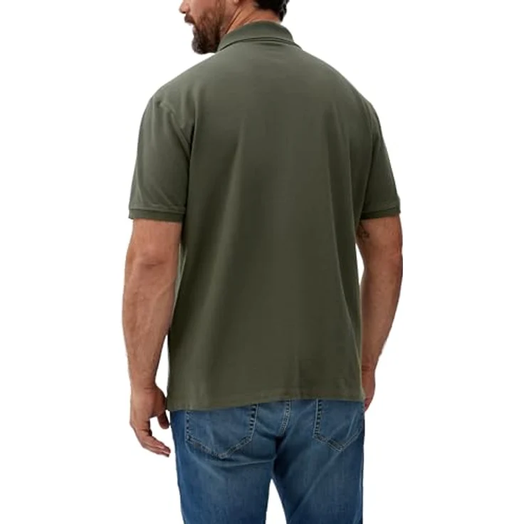 s.Oliver Poloshirt mit Logostickerei, Baumwolle, hüftlang, Rundhalsausschnitt, Jerseystoff (schwarz) – Bild 3