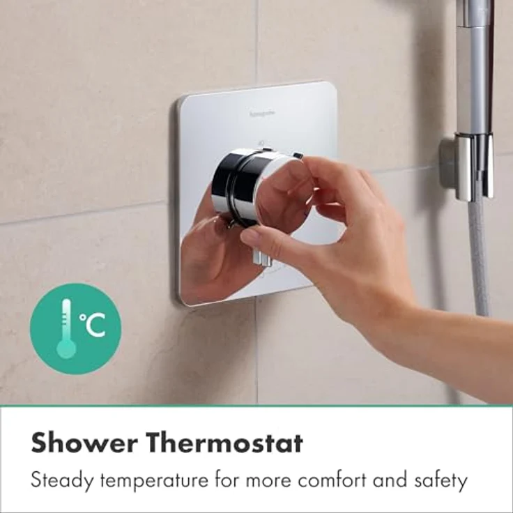hansgrohe Ecostat Comfort Q Duschthermostat Unterputz, Duscharmatur mit SafetyStop bei 40°C, Mischbatterie für 1 Verbraucher, Chrom, 33712000 – Bild 5