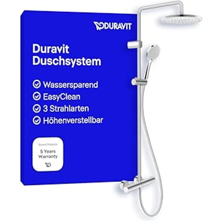 Duravit Duscharmatur Duschsystem TH4282008010, Aufputz-Brausethermostat mit 432 mm Ausladung