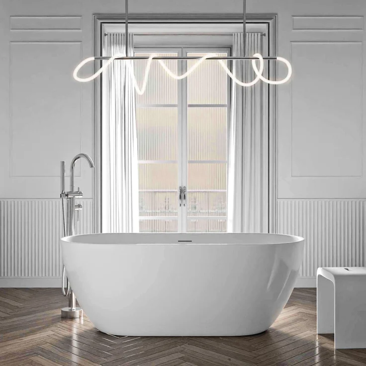 Bernstein Freistehende Badewanne JAZZ PLUS 2.0, Oval, Weiß Glänzend, 160x75x59 cm, Doppelwandige Bauweise, Inkl. Pop-up-Ablauf und Siphon