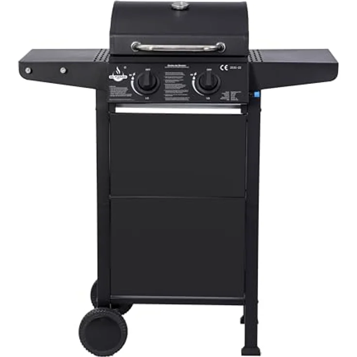 El Fuego Gasgrill "San Jose 2 Brenner" mit Gusseisen Grillrost und Thermometer, schwarz – Bild 1