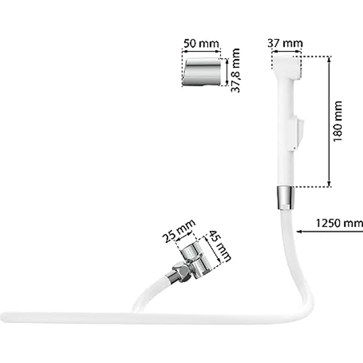 Eisl Duschbrause, Waschbeckenbrause (1 Strahlarten) in Weiß - Anti-Kalk-Düsen, flexibler Brauseschlauch, Universaladapter – Bild 6