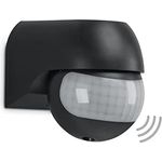 TELEFUNKEN - Bewegungsmelder, Bewegungssensor 180°, Reichweite max. 12m, inkl. Zeiteinstellung, max. 2.000 Watt, IP44, Schwarz, 77x55x70mm (LxBxH)
