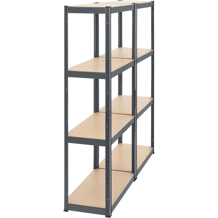 Juskys Lagerregal Easy 2er Set - Schwerlastregal 160x80x40 cm | 8 Böden | 640 kg | Metall verzinkt | Steckregal Kellerregal Metallregal Grau – Bild 7