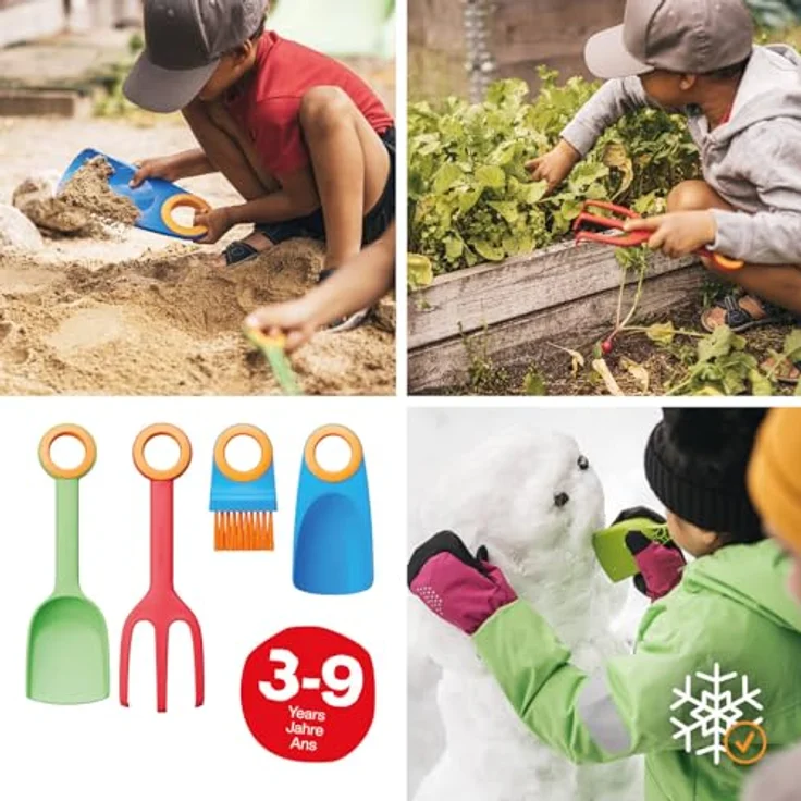 Fiskars Handgeräte-Set für Kinder, Blumenkelle, Pflanzgabel, Bürste und Pflanzkelle ohne Stiel, 4-in-1-Set, Glasfaserverstärkter Kunststoff, MyFirst Fiskars, Grün/Rot/Blau/Orange – Bild 2