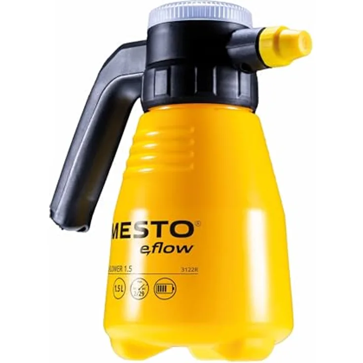 MESTO e.FLOWER 1.5 Akku-Drucksprüher, 1,5 l Füllinhalt, 2 bar Akkupumpe, 360° Sprühfunktion, digitale Akkuanzeige, verstellbare Düse, inkl. USB-C Kabel
