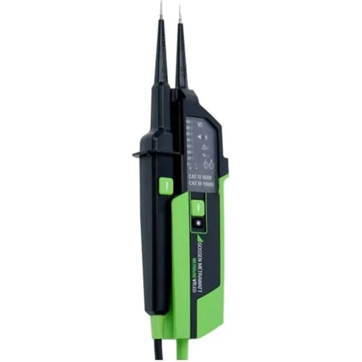 Gossen METRALINE VT LED, zweipoliger Spannungsprüfer mit klarer LED-Anzeige und RCD-Auslösetest, robust und mit integrierter Taschenlampe – Bild 2