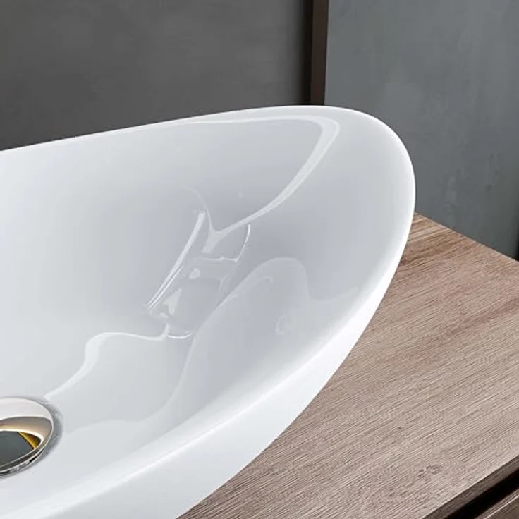Mai & Mai Aufsatzwaschbecken Br818 Oval aus Keramik Waschschale Waschtisch Nano-Beschichtung, Keramik Waschtisch in ovaler Form mit NANO-Beschichtung – Bild 6