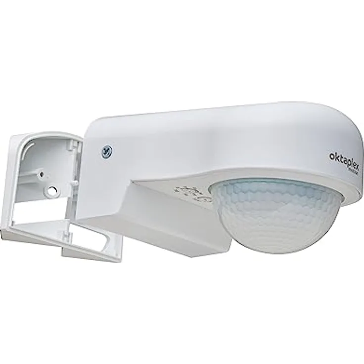 Oktaplex Don Bewegungsmelder Außen 230V IP65 Einstellbarer 240° PIR-Sensor 10m Reichweite Weiss LED geeignet inkl. Eckhalterung