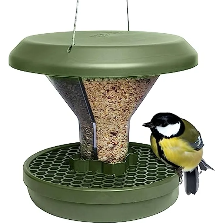 SWISSINNO Vogel-Futtersilo Davos SMART BIRDS. Füttern Sie Vögel - Nicht Nagetiere! Robust + Zuverlässig zum Aufhängen. Wiederverwendbar. 2 Futterkammern. Made in EU. Grün - Preisvergleich