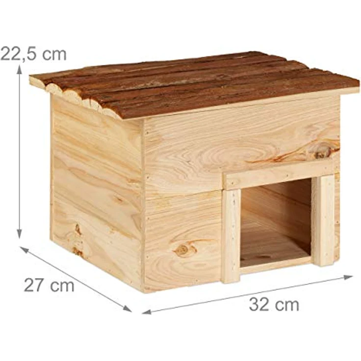 Relaxdays Igelhaus für den Garten, Winterquartier und Unterschlupf, Igelhotel Tannenholz, HBT: 22,5 x 32 x 27 cm, natur – Bild 4
