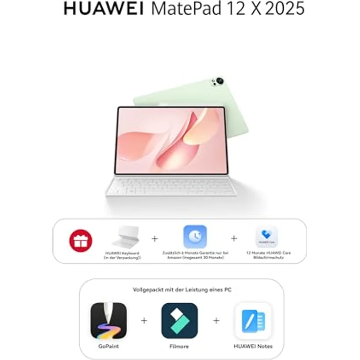 HUAWEI MatePad 12 x 2025 Tablet, 2,8K, 144 Hz, 1000 Nits, 12+256 GB, 10.100 mAh, 66 W Supercharge, WLAN 7, Ultra-Light-Tastatur, Grün – Bild 3
