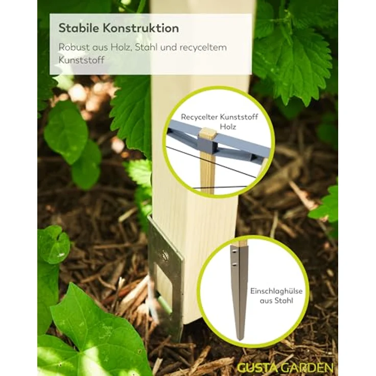 Gusta Garden Berry Buddy - Flexible Rankhilfe für Beeren: Himbeeren, Brombeeren & Heidelbeeren, erweiterbar, produziert in der EU, Rankgitter aus Holz (120cm) – Bild 5
