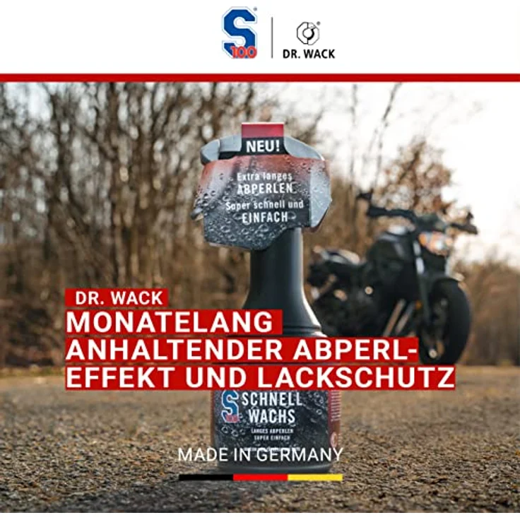 DR WACK Dr. Wack S100 Motorrad Schnellwachs, 500 ml, Hydrophobie-Formel für schnellen Lackschutz und spiegelnden Glanz – Bild 3