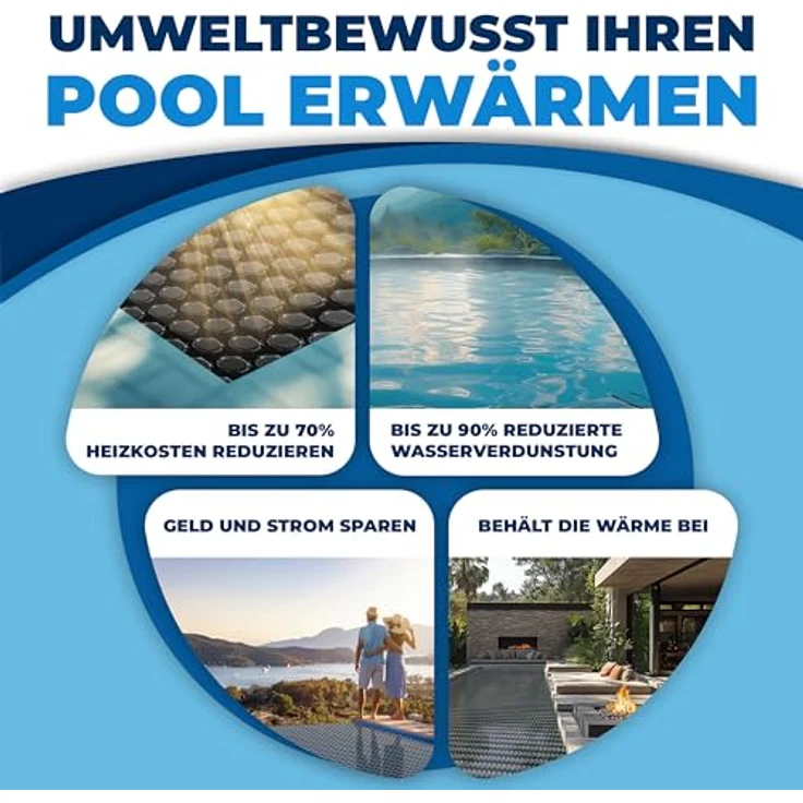 KESSER Pool Solarabdeckplane Rund Ø 244 cm Solarfolie Stärke 120 µm Solarabdeckung Solarplane zuschneidbar Poolsolarplane Solar Folie Poolheizung für Wassererwärmung Wärmeplane Schwarz, Ø 305 cm – Bild 7