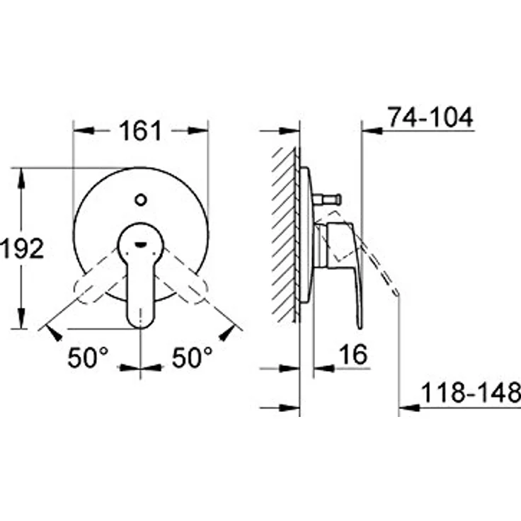 Grohe Eurostyle Cosmopolitan EH-Wannenbatterie, Einhand-Duscharmatur mit chromfarbener Grohe StarLight Oberfläche und automatischer Umstellung Wanne/Brause, inkl. Fertigmontageset - 19506002 – Bild 2