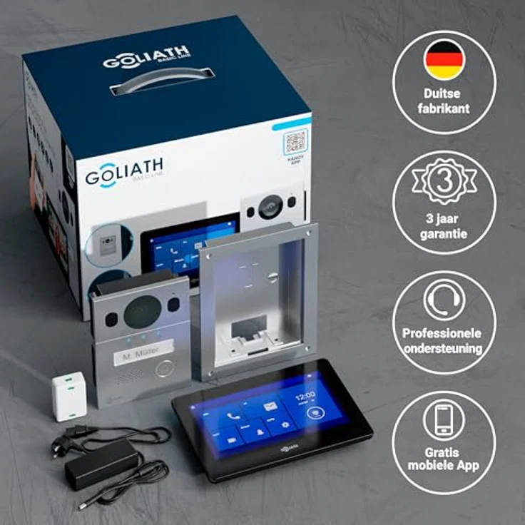 Goliath Intercom Video-Türsprechanlage Basic Line, 2-Draht System, Full HD, Schwarz/Silber, erweiterbar, mit App-Anbindung und 7" Touchscreen – Bild 5