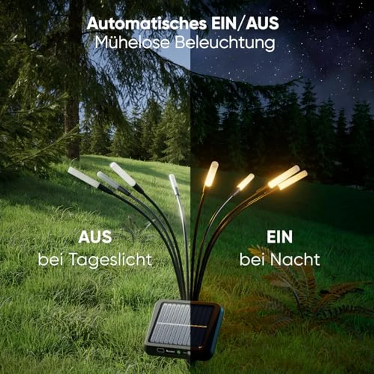 Nanoleaf Firefly Solarlampen für Außen Garten (2er Set) mit Fernbedienung, 8 adressierbaren warmweiß/multicolor LEDs, Timer & Szenen, IP65 wasserdicht – Bild 3