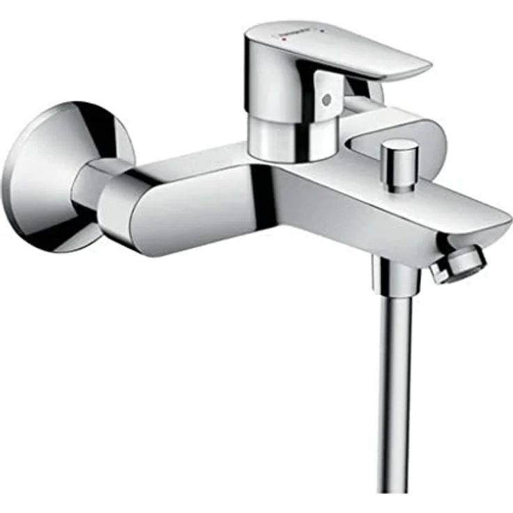 Hansgrohe Talis E Einhebel-Wannenmischer Aufputz, 19,2 l/min Durchflussmenge, Chrom, mit Keramikmischsystem und Temperaturbegrenzung – Bild 1