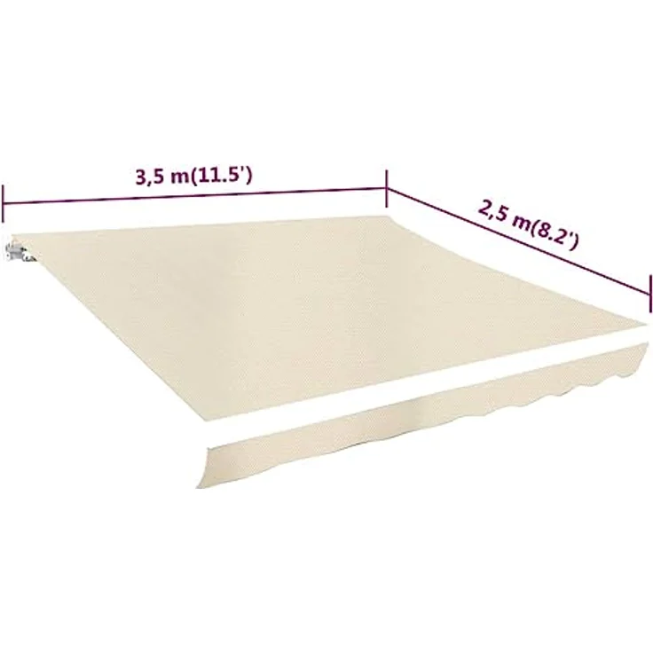 DELUKE® Markisenbespannung Markisenstoff Wasserabweisend Reißfest | Creme, für 350x250cm Rahmen | Markise mit Volant Markisen Ersatzstoff – Bild 2