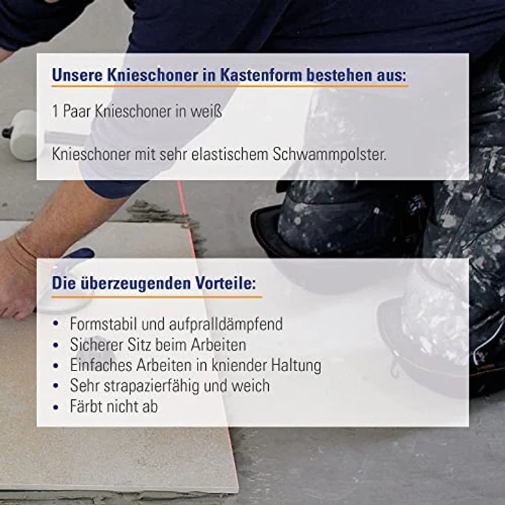 Karl Dahm Knieschoner in Kastenform, weiß, 1 Paar I Weiche und robuste Knieschützer zur Entlastung der Knie I Ideal für Fliesenleger – 10194 – Bild 3