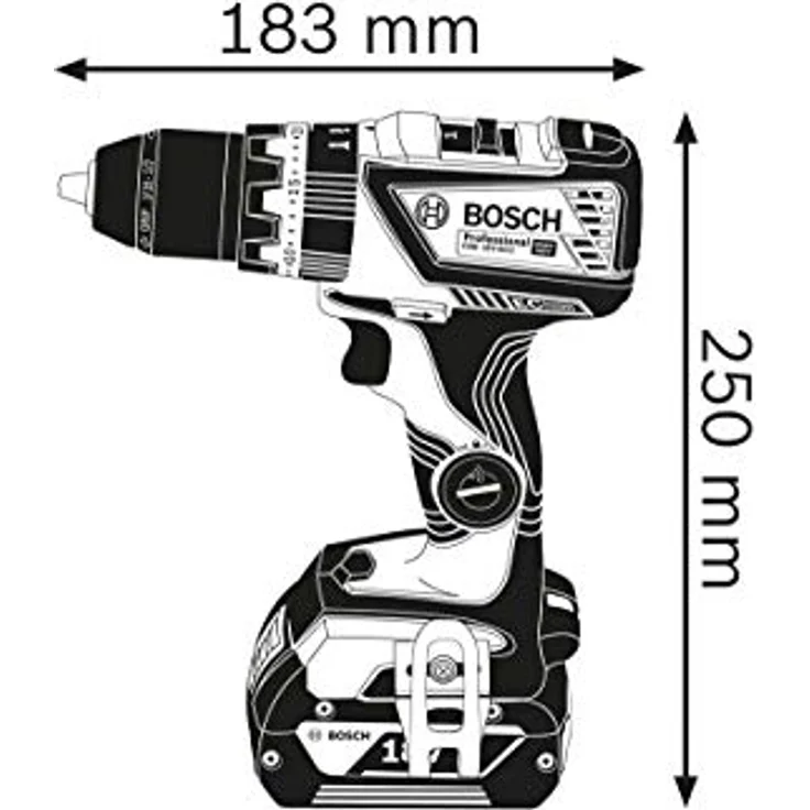 Bosch Professional GSB 18V-60 C - Akku-Bohrschrauber - 2 Geschwindigkeiten - Bohrfutterschlüssel 13 mm - 60 N·m - 2 Akkus - 18 V (06019G2109) – Bild 3