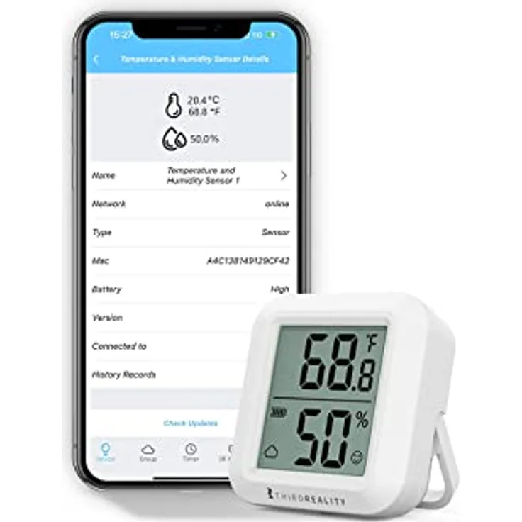 Third Reality THIRDREALITY T&H Sensor, Thermometer + Hygrometer, weiss, präzise Messung von Temperatur und Luftfeuchtigkeit