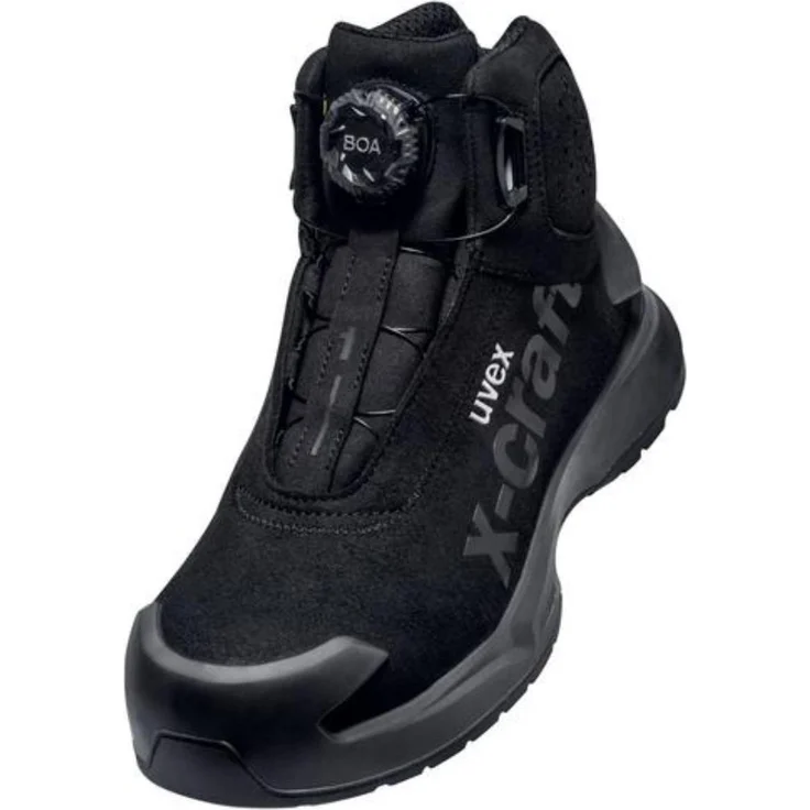 Uvex 1 x-craft BOA Sicherheitsschuh S3S, Schnürstiefel schwarz, Größe 42 mit energierückgebender i-PUREnrj Zwischensohle und hoher Abriebfestigkeit