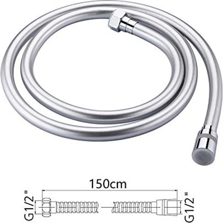 GRIFEMA COMPLENTOS-G852 | Brauseschlauch, Korrosionsschutz und Verdrehsicher mit Anti-Knickschutz IN PVC-Optik (150 cm) | Extrem flexibel Duschschlauch,Silber – Bild 2