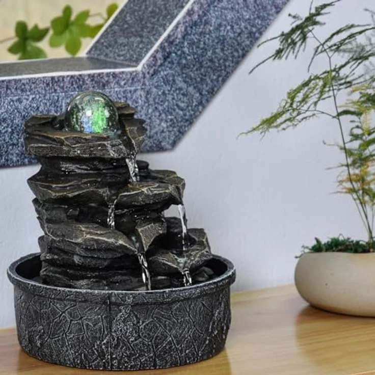 Zen'Light Little Rock Brunnen aus Polyresin, Dunkelbraun, 20 x 20 x 23 cm – Bild 13