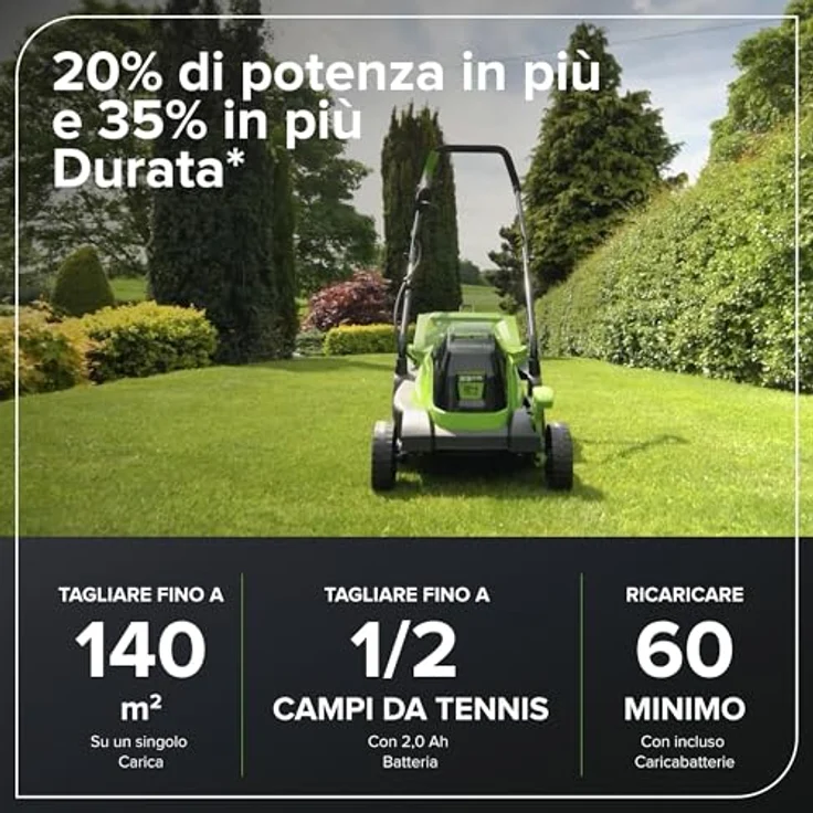 Greenworks GD24LM33, Rasenmäher mit 33 cm Schnittbreite, 30 l Grasfangsack und bürstenlosem Motor, akkubetrieben – Bild 3