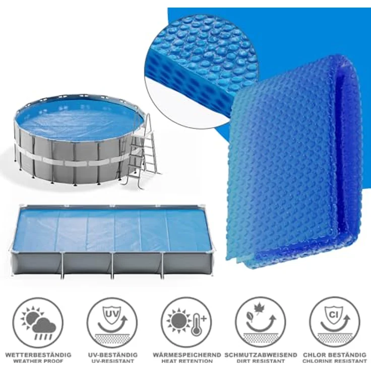 OK-Living Solarfolie, Rechteckig, Blau, 600x400 cm, Witterungsbeständige Poolabdeckung aus Polypropylen – Bild 5
