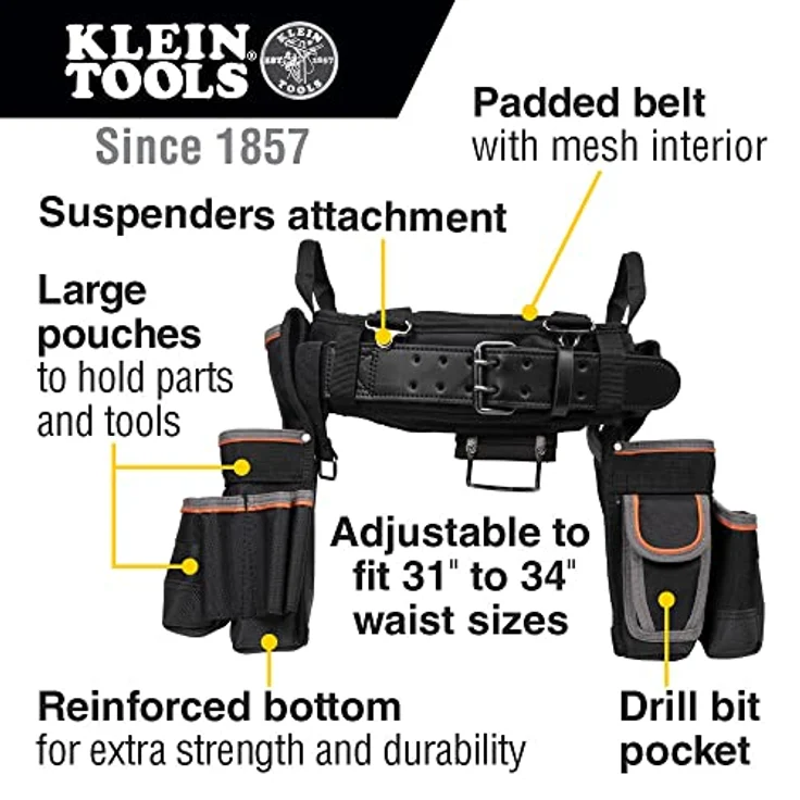 Klein Tools 55427 Fach-Pro Elektriker-Werkzeuggürtel, mittel, 55427 – Bild 3