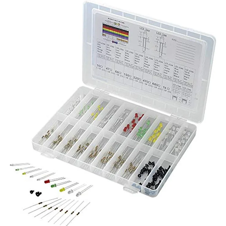 TRU COMPONENTS STD-LEDS LED-Sortiment, 300 Teile in Rot, Grün, Gelb, Blau, Weiß, Rund 3 mm und 5 mm