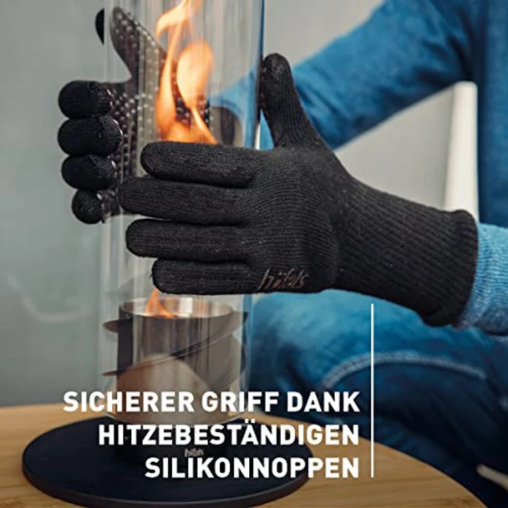 höfats Grillhandschuhe - bis 800°C Hitzebeständiger Feuerhandschuh aus Aramidfaser, rutschfeste Silikonnoppen, EN 407 und EN 388 zertifiziert – Bild 3