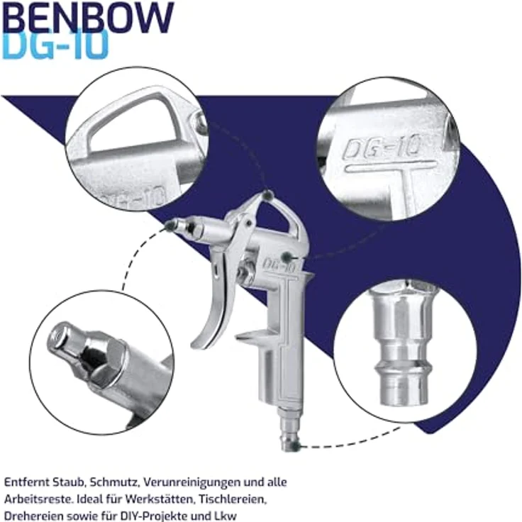 BENBOW Hochdruckpistole DG-10, Druckluftblaspistole mit 3 Düsenlängen für präzise Fahrzeugpflege und vielseitige Anwendungen, 3er Set – Bild 5