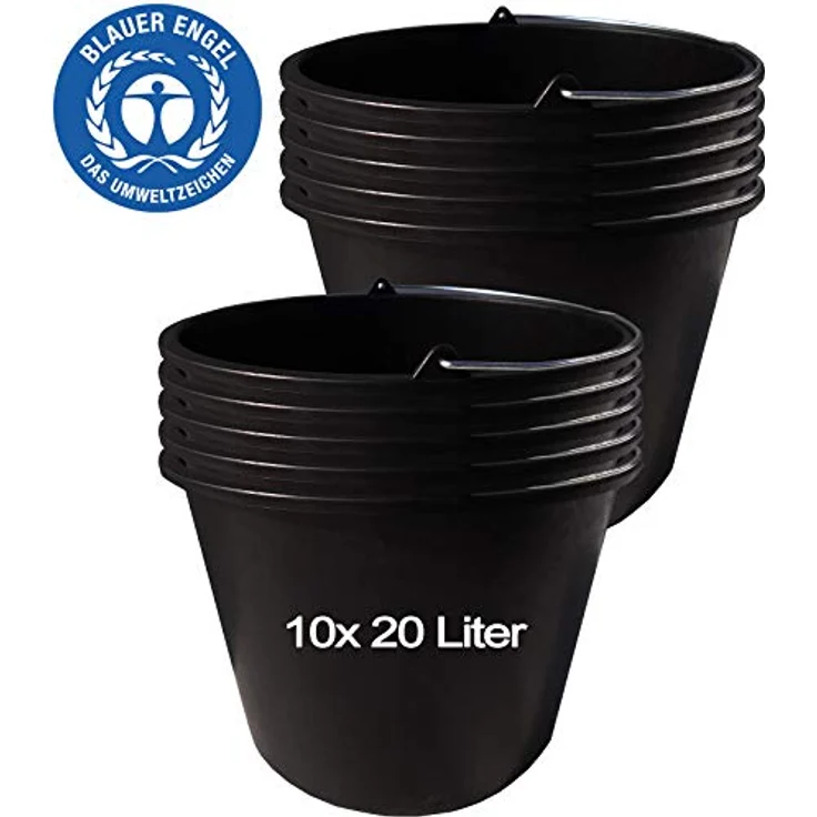 Hossi's Wholesale - 10 Stk. 20 Liter Baueimer Mörteleimer Putzeimer Maurereimer Eimer - 10 Baueimer – Bild 3