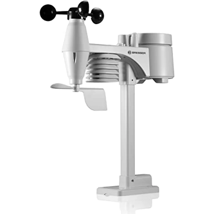 Bresser Funkwetterstation 7-in-1 ClimateScout, Wetterstation mit Aussensensor für Temperatur, Luftfeuchtigkeit, Wind- und Niederschlagsmessung, Schwarz – Bild 5