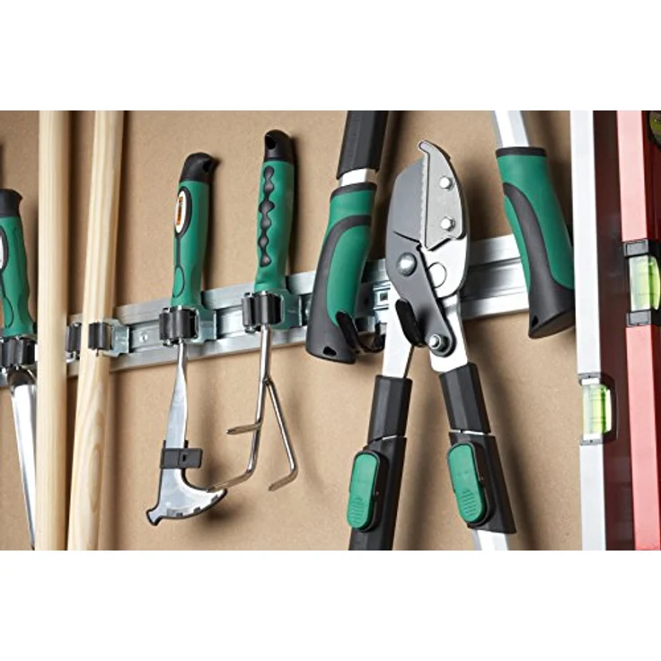 Meister Gerätehalterleiste 500 mm - Geräteleiste & 4 Gerätehalter - Aluminium - Leichte Montage - Werkzeughalter - Gerätehalter für Gartengeräte - Stabile Werkzeugleiste für die Wand-Montage - 9953160 – Bild 4
